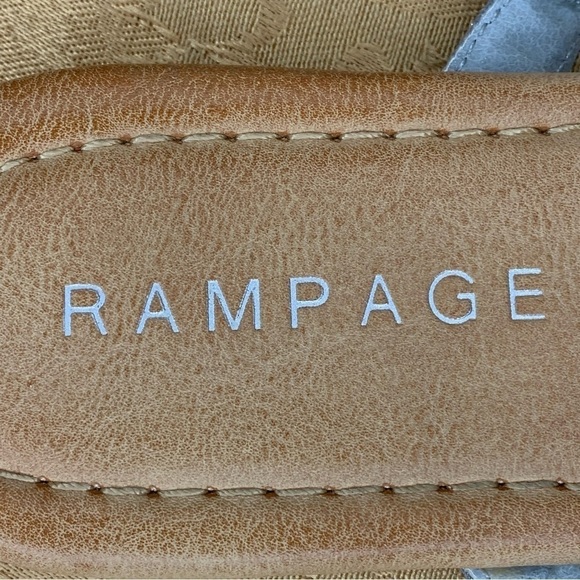 Size 6.5 Rampage Silver Studded Sandals Flats Tan Bottom Synthetic Beachy - Picture 5 of 9